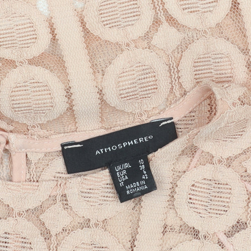 Atmosphere Women’s Beige Lace Blouse Size 10 3/4 Sleeve Tunic Top