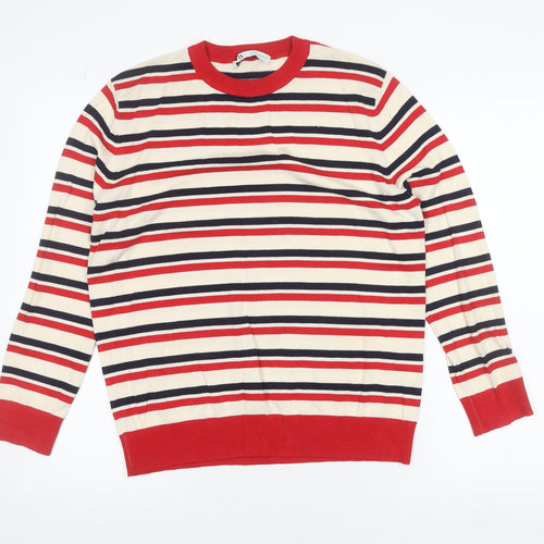 ZARA Women’s Multicoloured Striped Crew Neck Knit Jumper M