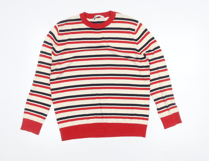 ZARA Women’s Multicoloured Striped Crew Neck Knit Jumper M