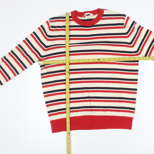 ZARA Women’s Multicoloured Striped Crew Neck Knit Jumper M