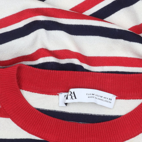 ZARA Women’s Multicoloured Striped Crew Neck Knit Jumper M