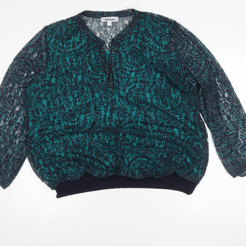 Gerard Women's Green Lace Long Sleeve V-Neck Tunic Blouse Size 20