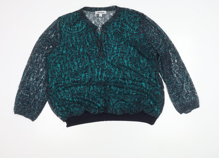 Gerard Women's Green Lace Long Sleeve V-Neck Tunic Blouse Size 20