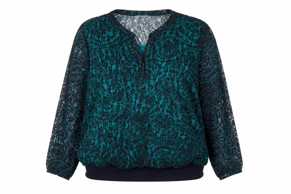 Gerard Women's Green Lace Long Sleeve V-Neck Tunic Blouse Size 20