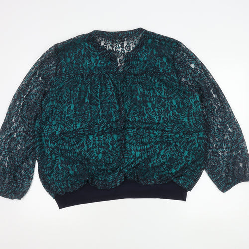Gerard Women's Green Lace Long Sleeve V-Neck Tunic Blouse Size 20
