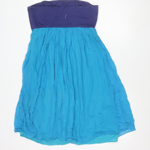 French Connection Women Blue Strapless Chiffon Dress Size 14