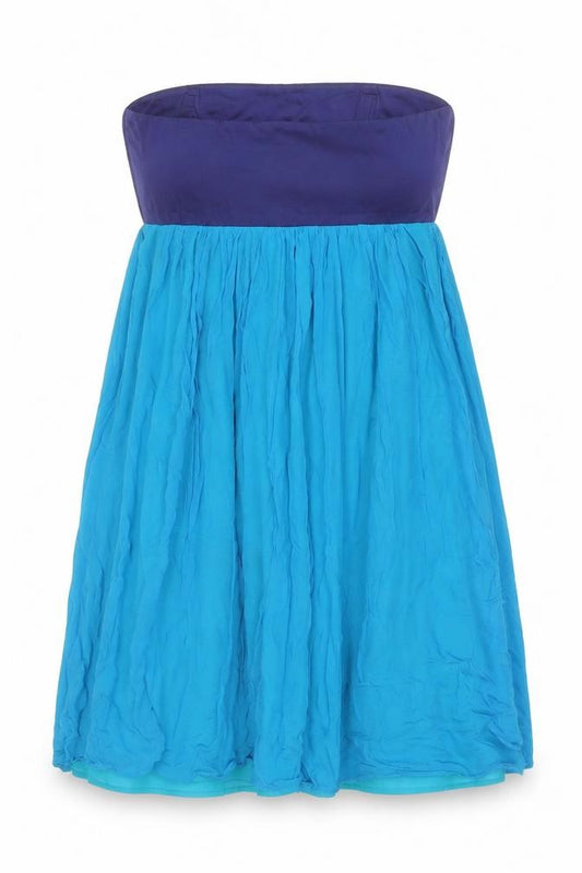 Front view of French Connection Women Blue Strapless Chiffon Dress, size 14