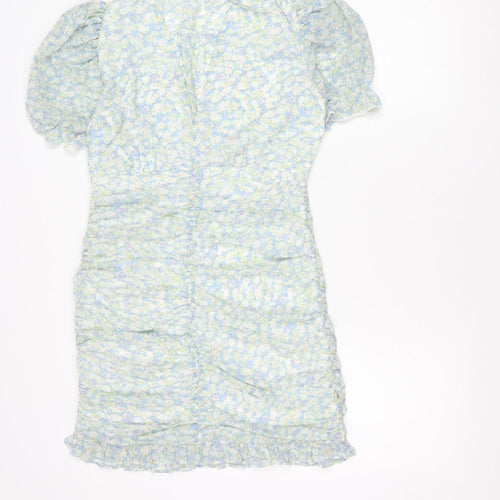 Elenza Women's Multicoloured Floral Puff Sleeve Bodycon Dress Size S