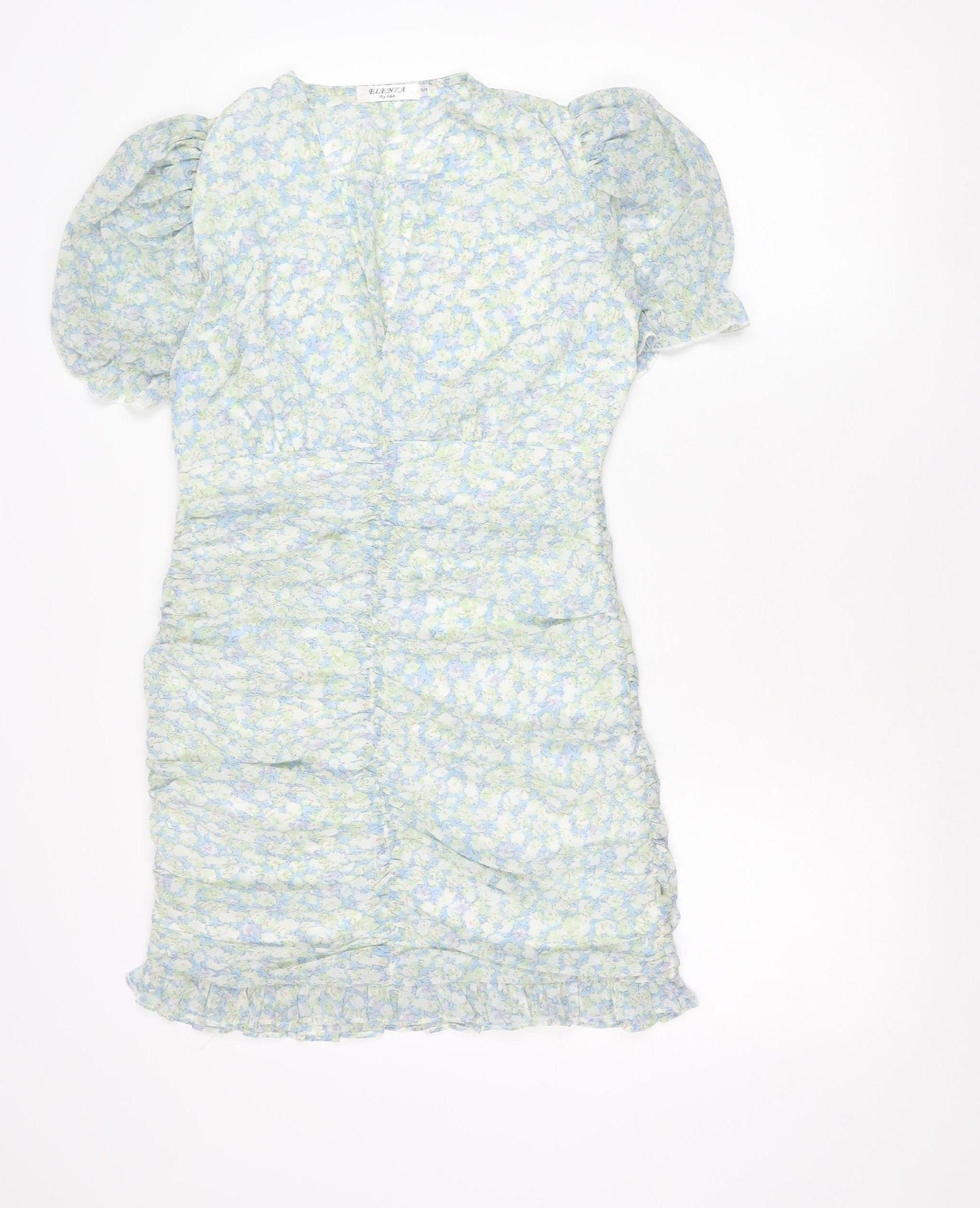Elenza Women's Multicoloured Floral Puff Sleeve Bodycon Dress Size S