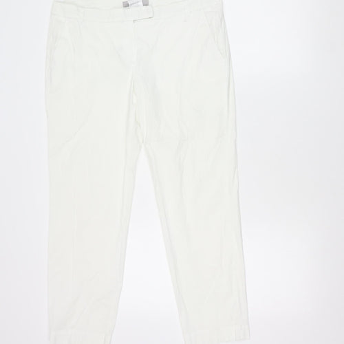 Marella Women’s White Chino Trousers Size 14 Cotton Blend Lightweight