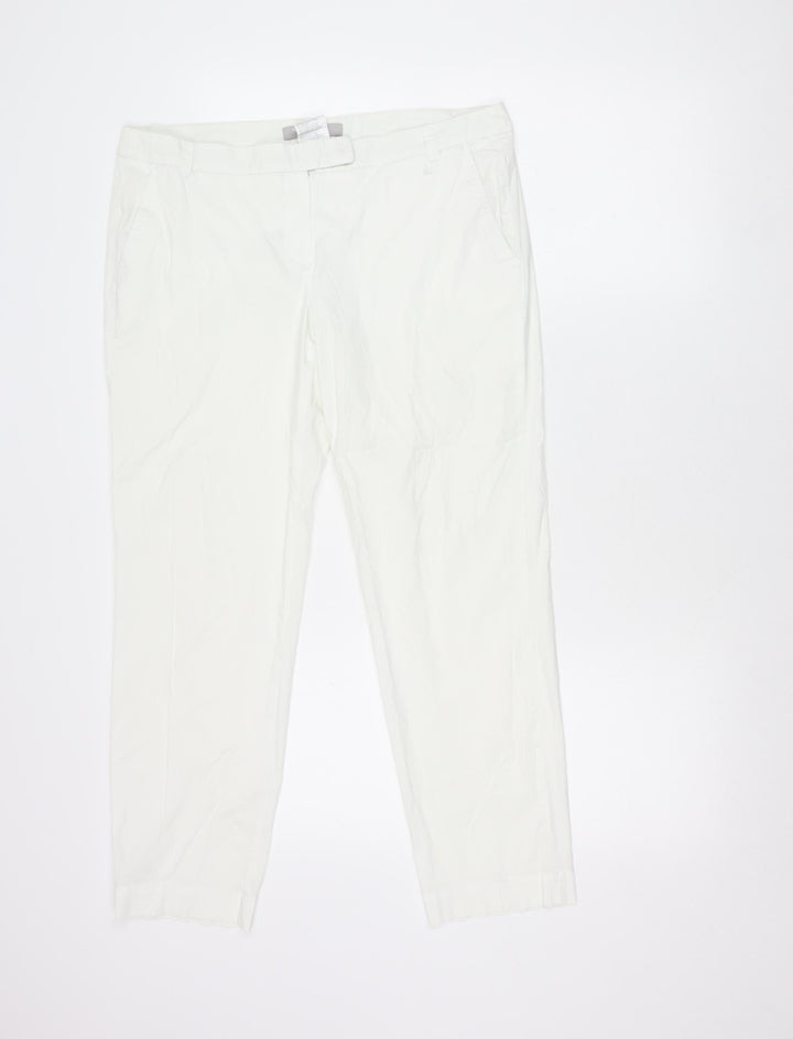 Marella Women’s White Chino Trousers Size 14 Cotton Blend Lightweight