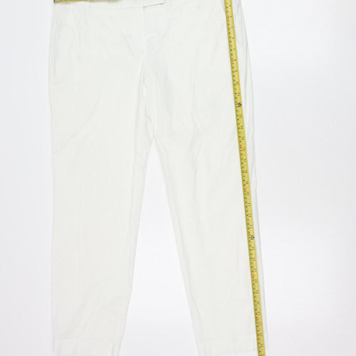 Marella Women’s White Chino Trousers Size 14 Cotton Blend Lightweight