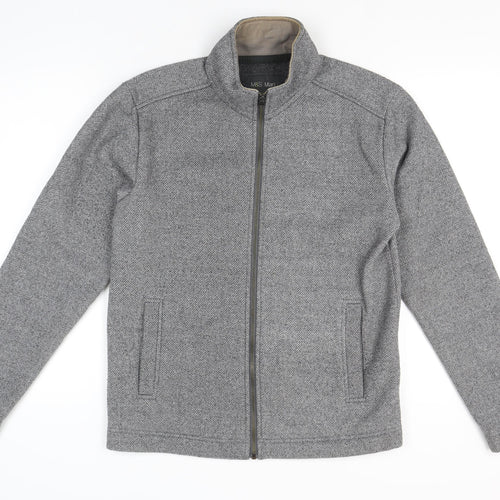 Marks and Spencer Men's Grey Herringbone Full Zip Jacket Size S