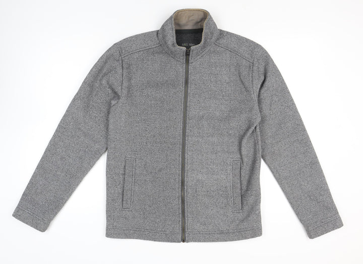 Marks and Spencer Men's Grey Herringbone Full Zip Jacket Size S