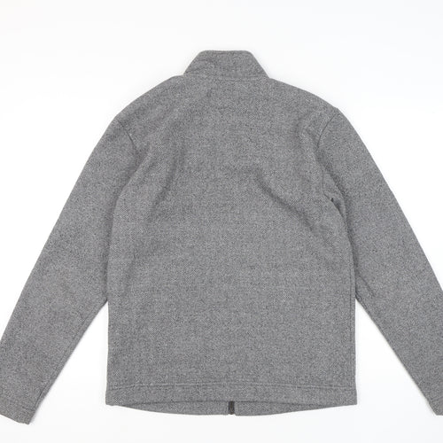 Marks and Spencer Men's Grey Herringbone Full Zip Jacket Size S