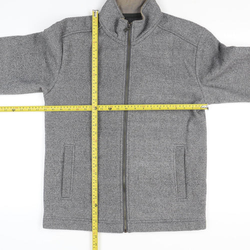 Marks and Spencer Men's Grey Herringbone Full Zip Jacket Size S