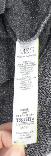 Marks and Spencer Men's Grey Herringbone Full Zip Jacket Size S