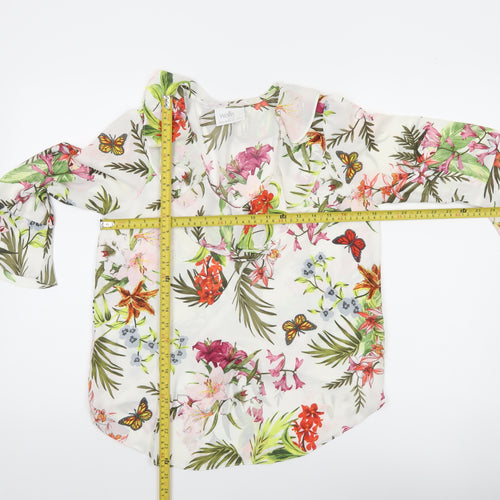 Wallis Petite Women’s Multicoloured Floral Ruffle Tunic Blouse Size 8