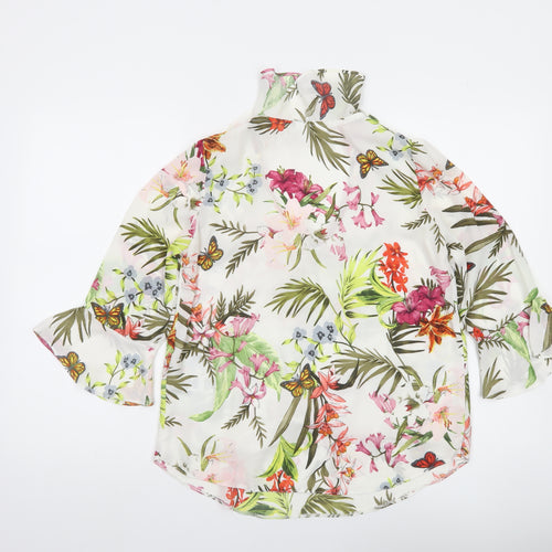 Wallis Petite Women’s Multicoloured Floral Ruffle Tunic Blouse Size 8
