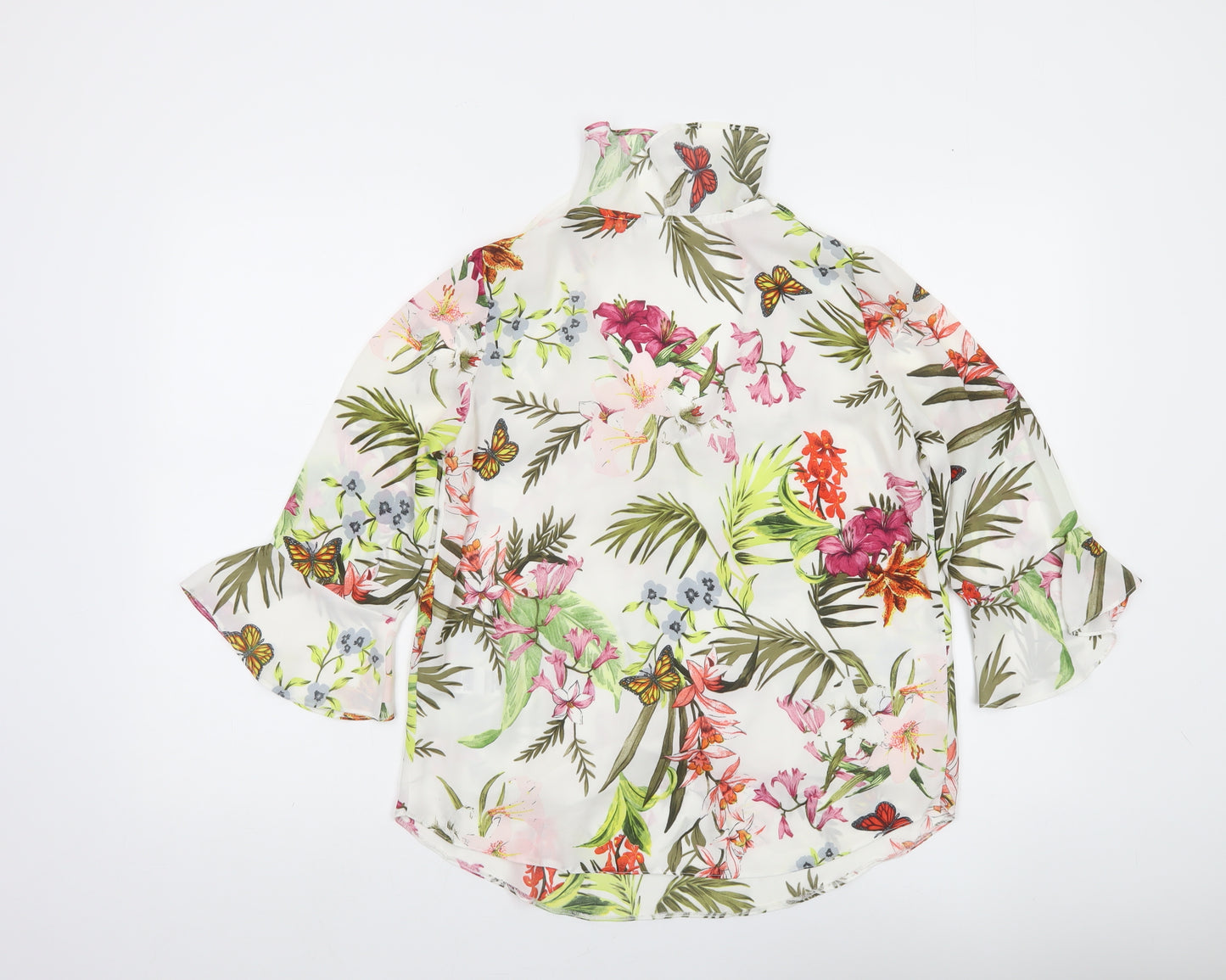 Wallis Petite Women’s Multicoloured Floral Ruffle Tunic Blouse Size 8
