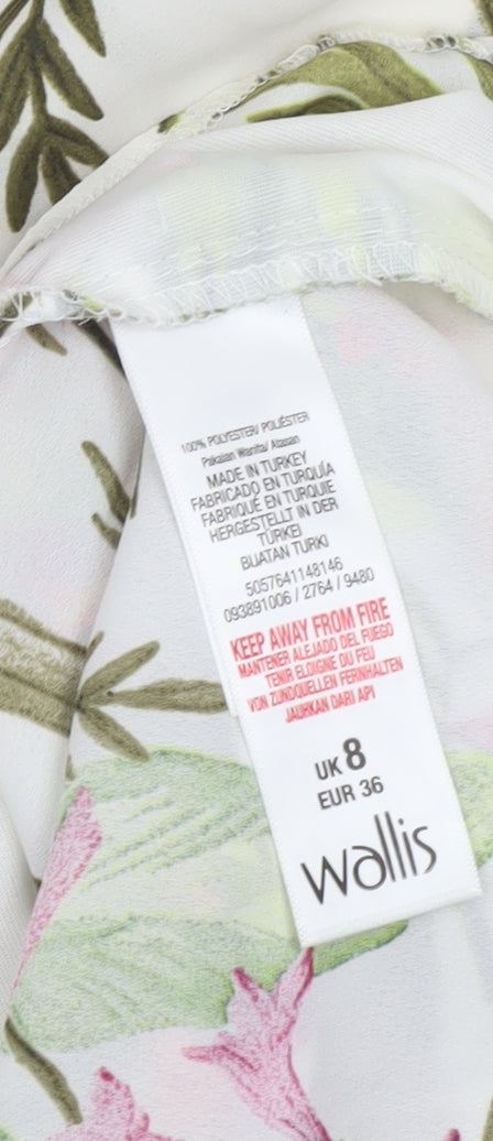 Wallis Petite Women’s Multicoloured Floral Ruffle Tunic Blouse Size 8