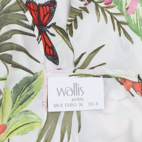 Wallis Petite Women’s Multicoloured Floral Ruffle Tunic Blouse Size 8