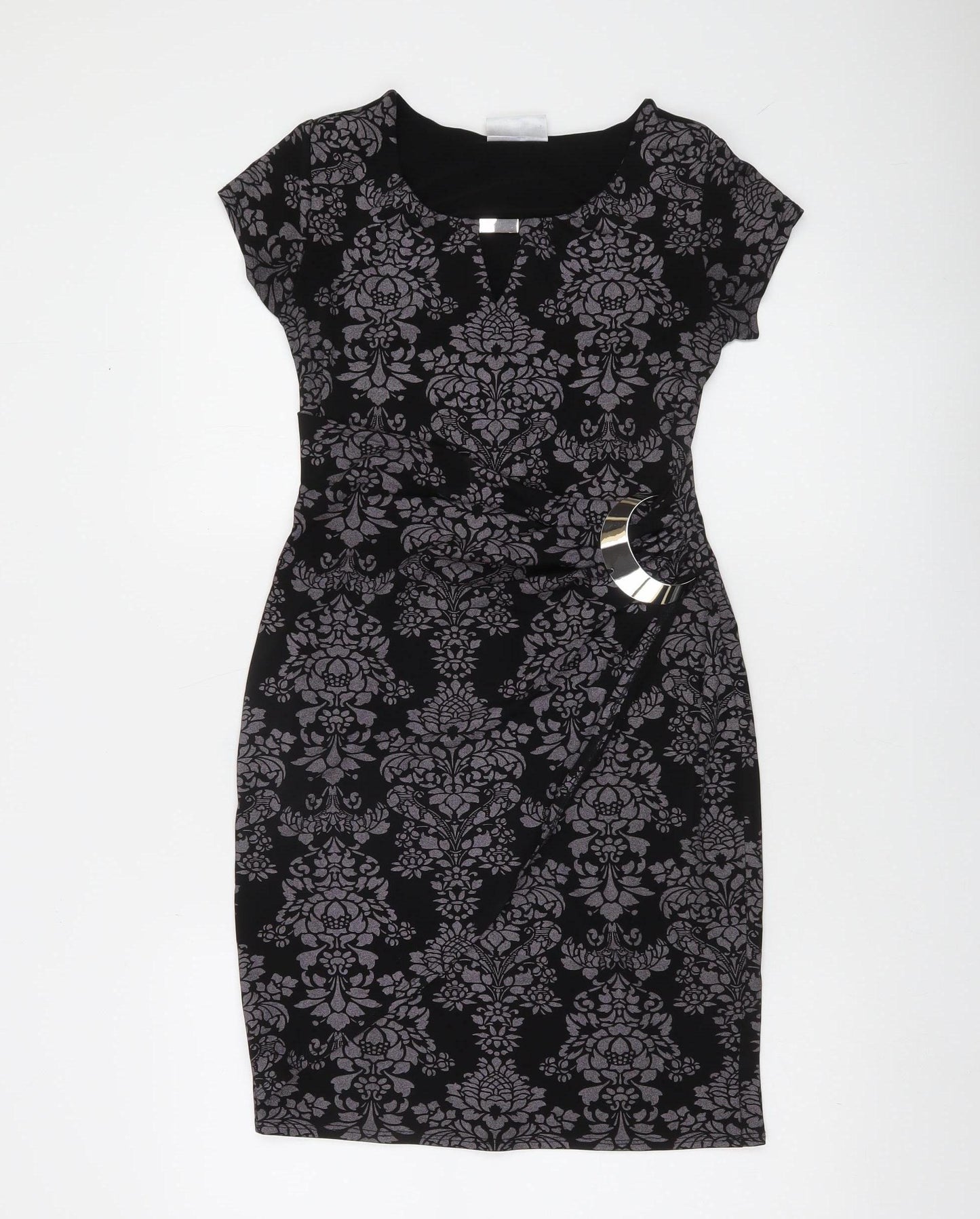 Wallis Petite Black Bodycon Knee Length Dress Size 8