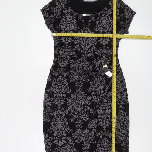 Wallis Petite Black Bodycon Knee Length Dress Size 8