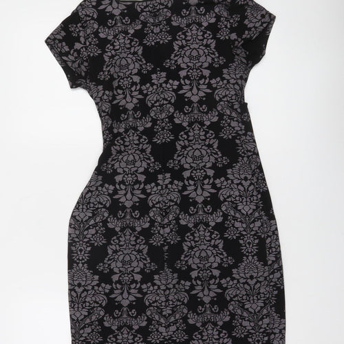 Wallis Petite Black Bodycon Knee Length Dress Size 8