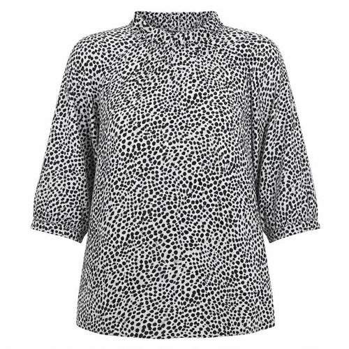 Primark Women's Black Animal Print High Neck Long Sleeve Blouse Size 14
