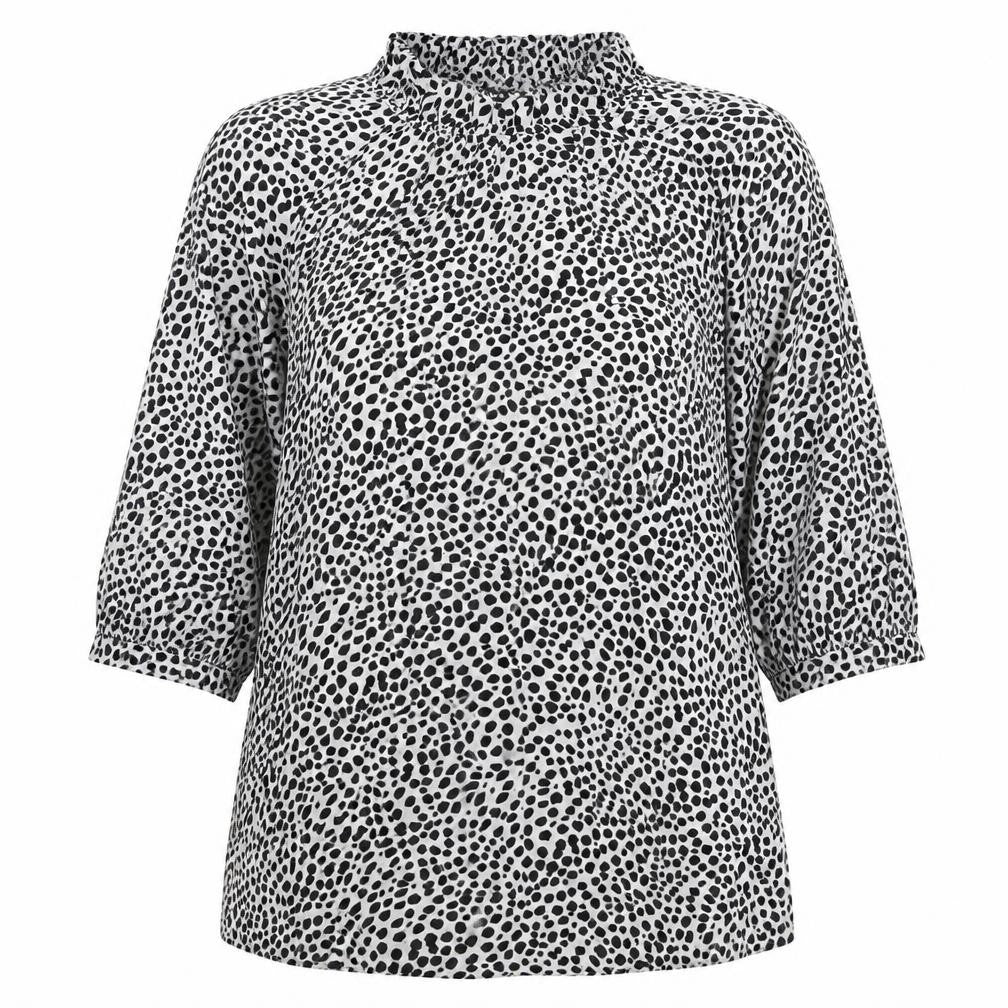 Primark Women's Black Animal Print High Neck Long Sleeve Blouse Size 14