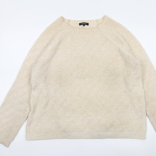 Mystify Womens Beige XL Pullover Knit Jumper Herringbone Crew Neck
