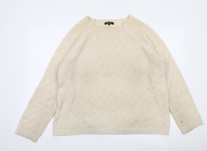 Mystify Womens Beige XL Pullover Knit Jumper Herringbone Crew Neck