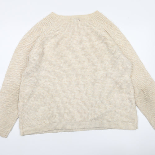 Mystify Womens Beige XL Pullover Knit Jumper Herringbone Crew Neck
