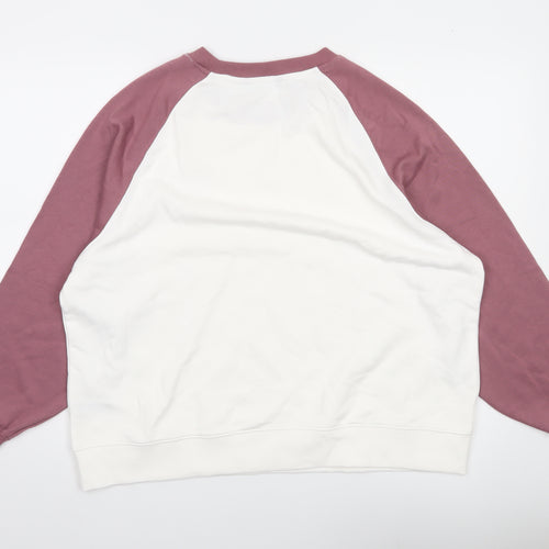 Dunnes Women’s White & Mauve Raglan Pullover Sweatshirt Size L