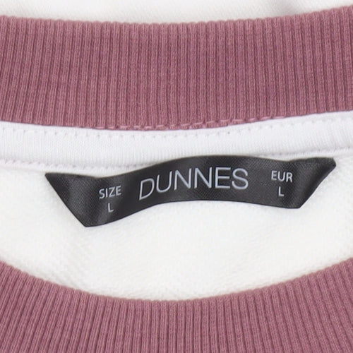 Dunnes Women’s White & Mauve Raglan Pullover Sweatshirt Size L