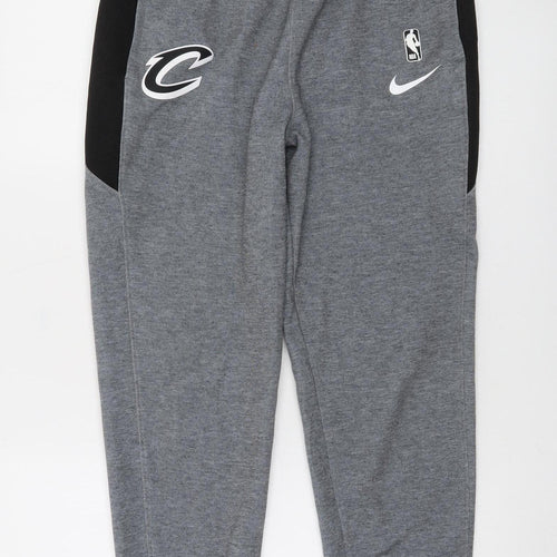 Nike Boys Grey NBA Dri-FIT Jogger Trousers Size L Moisture Wicking Activewear