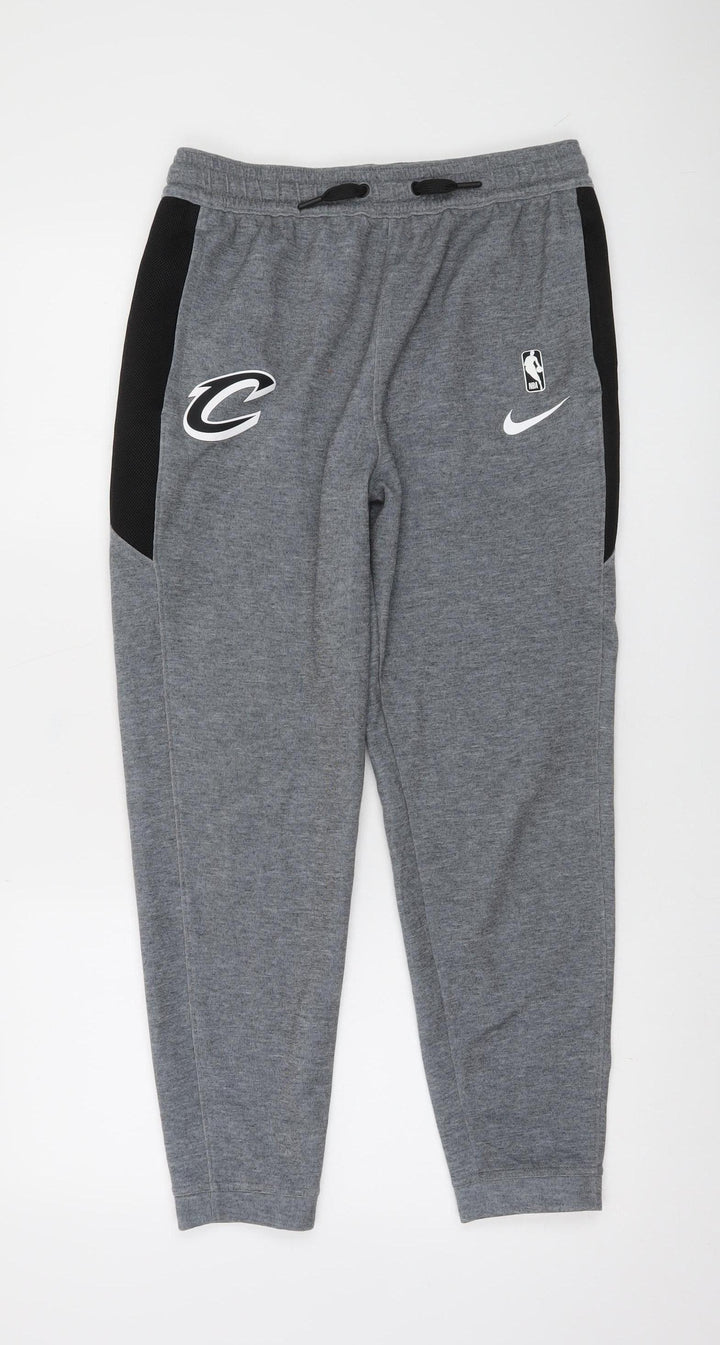 Nike Boys Grey NBA Dri-FIT Jogger Trousers Size L Moisture Wicking Activewear