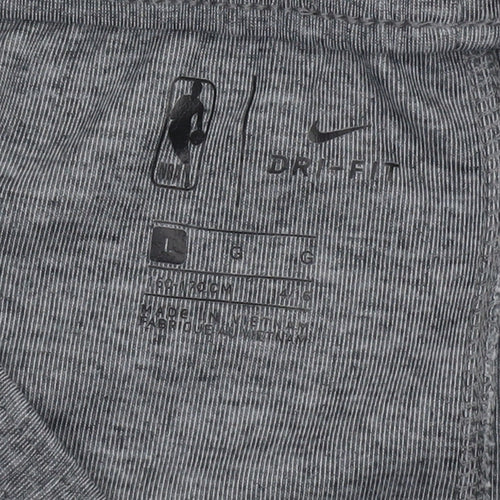 Nike Boys Grey NBA Dri-FIT Jogger Trousers Size L Moisture Wicking Activewear