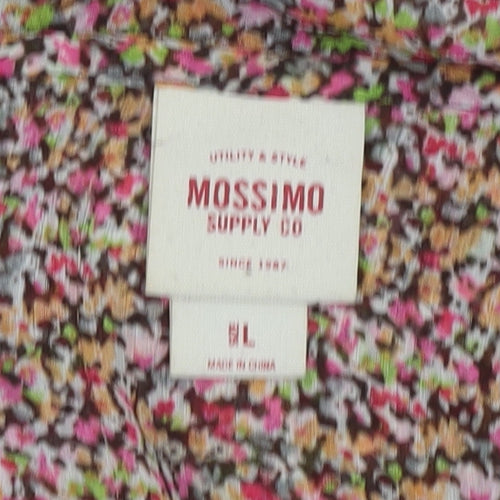 Mossimo Supply Co Womens Multicoloured Floral V-Neck Chiffon Blouse Size L