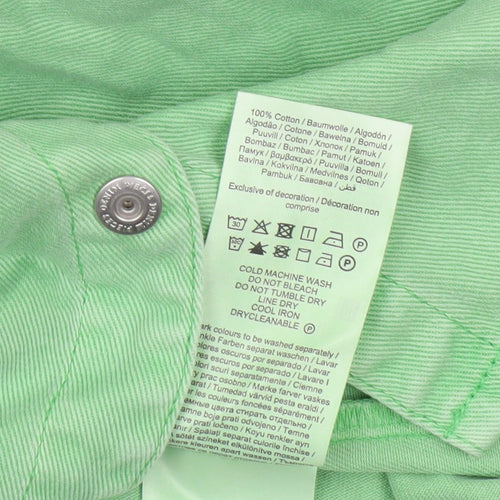 Pieces Women Green Cotton Shirt Dress M Short Sleeve Casual