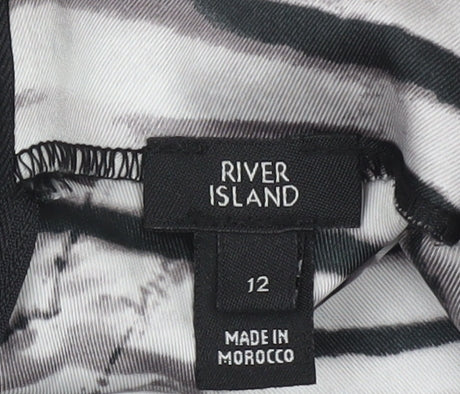 River Island Womens Black White Zebra Print Long Sleeve Playsuit Size 12