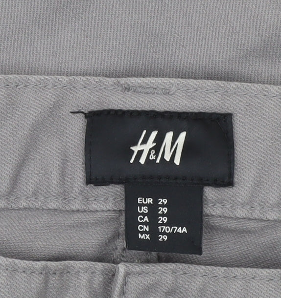 H&M Men's Grey Slim Fit Chino Trousers Size 29