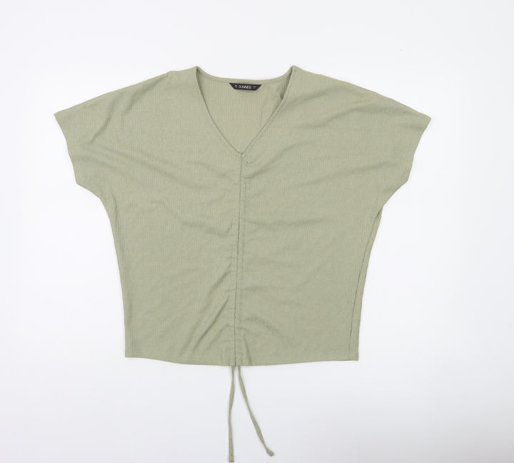 Dunnes Women’s Green V-Neck Cropped Drawstring Top Size S