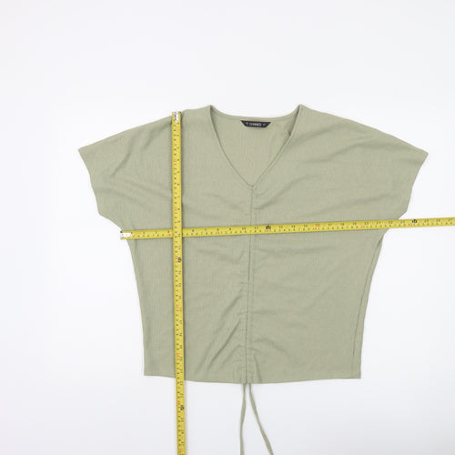 Dunnes Women’s Green V-Neck Cropped Drawstring Top Size S