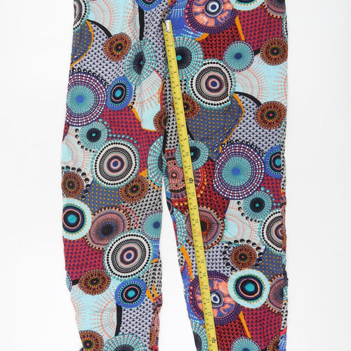 Izabel London Women’s Multicoloured Geometric Boho Viscose Trousers Size 10