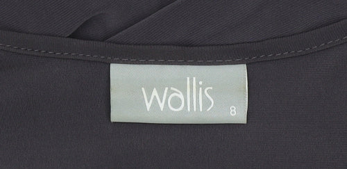 Wallis Women’s Black Beaded Neck Shift Dress Size 8 Long Sleeve