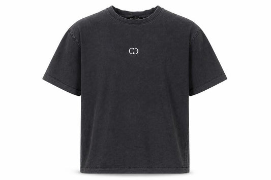 Front view of Criminal Damage Men's Black Cotton Crew Neck T-Shirt, size S