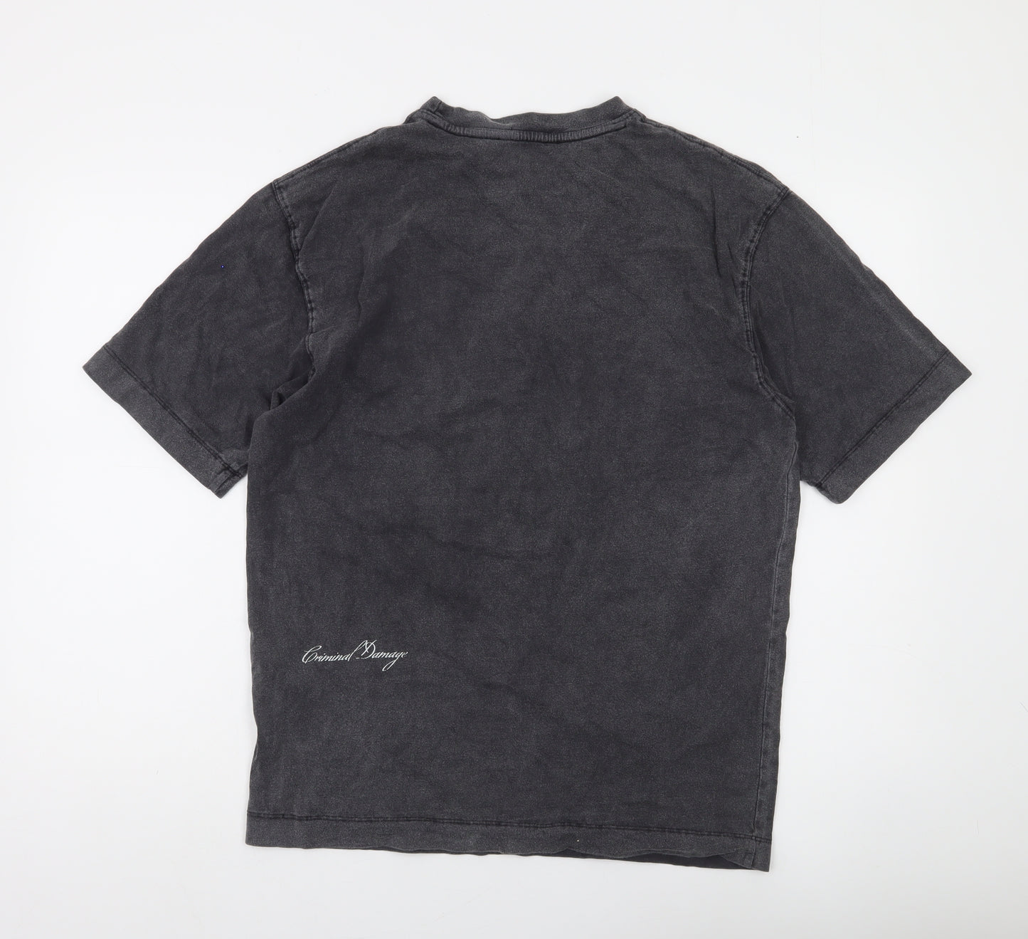 Criminal Damage Men's Black Cotton Crew Neck T-Shirt Size S