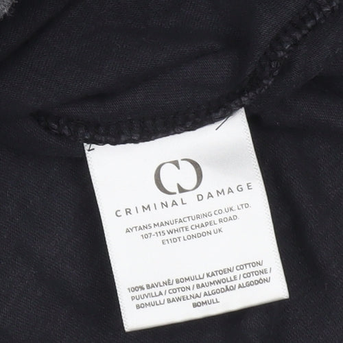 Criminal Damage Men's Black Cotton Crew Neck T-Shirt Size S